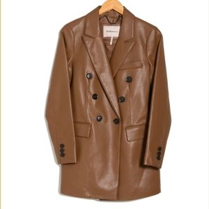 BCBGeneration Faux Leather Double Breasted Blazer